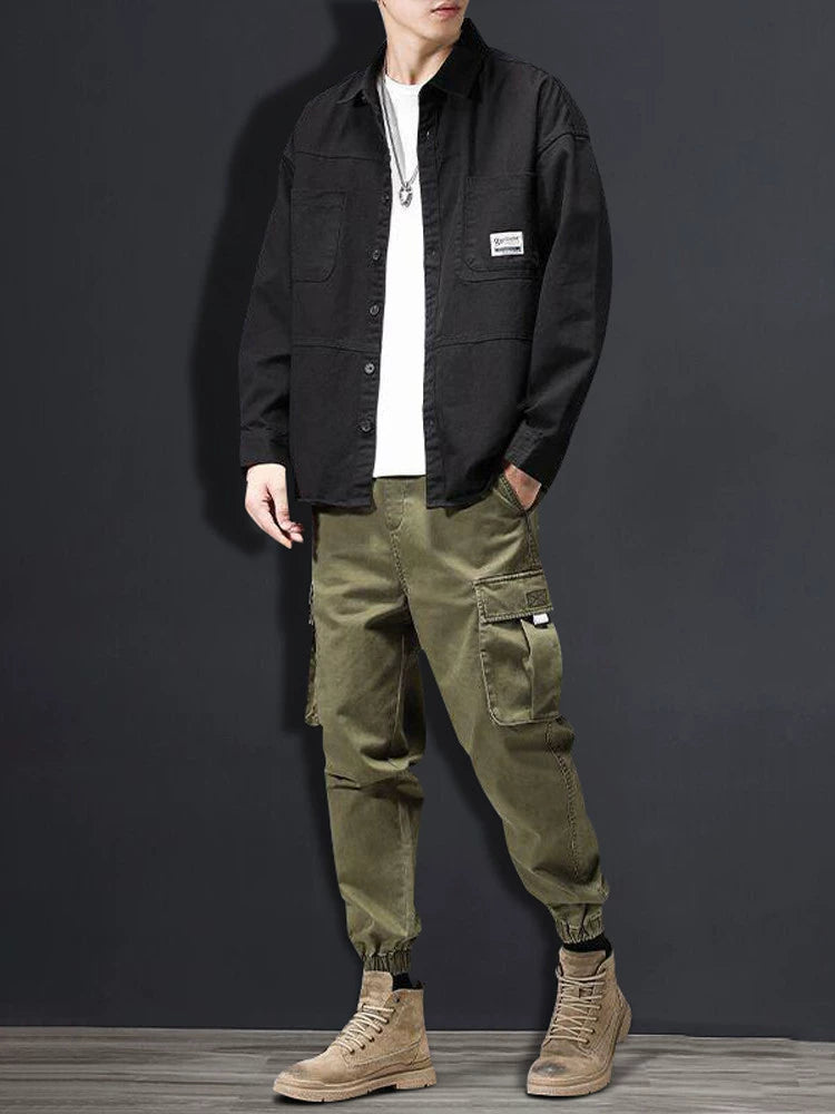 Trendy Men Spring and Autumn Ankle Banded Pants Casual Sports Suit